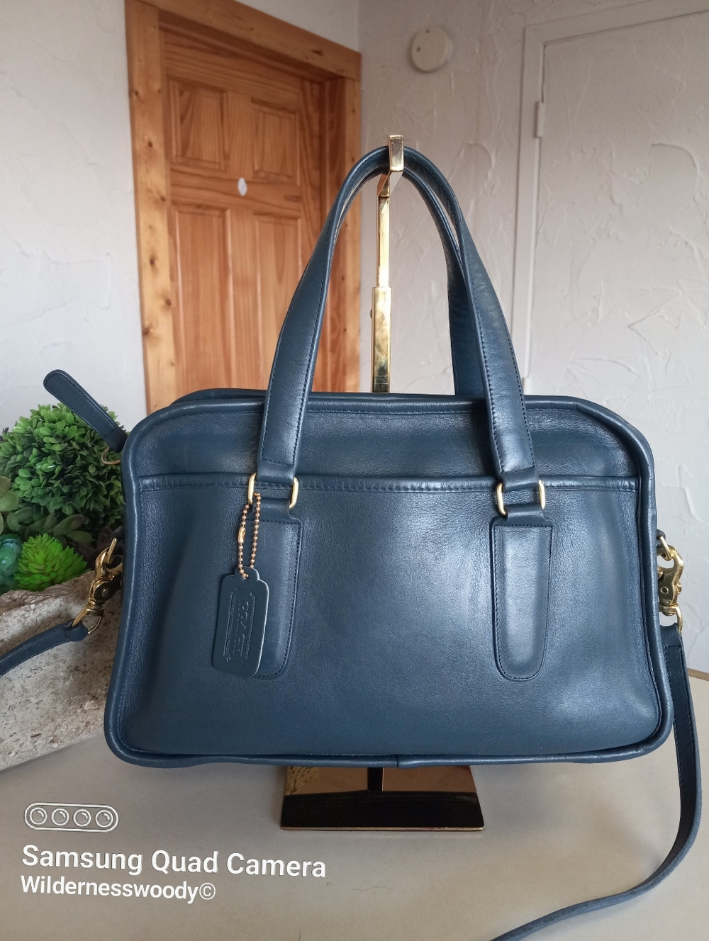 Coach Vintage Skinny Flight Bag, 1980s, NYC, Ocean Blue, Medium Color Blue - Picture 5 of 16